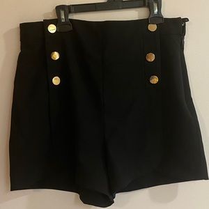 H&M Black Double Button High Waisted Shorts